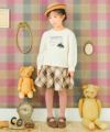 子供服 女の子 リボン ドレス 音符 ロゴプリント トレーナー アイボリー(12) モデル画像全身