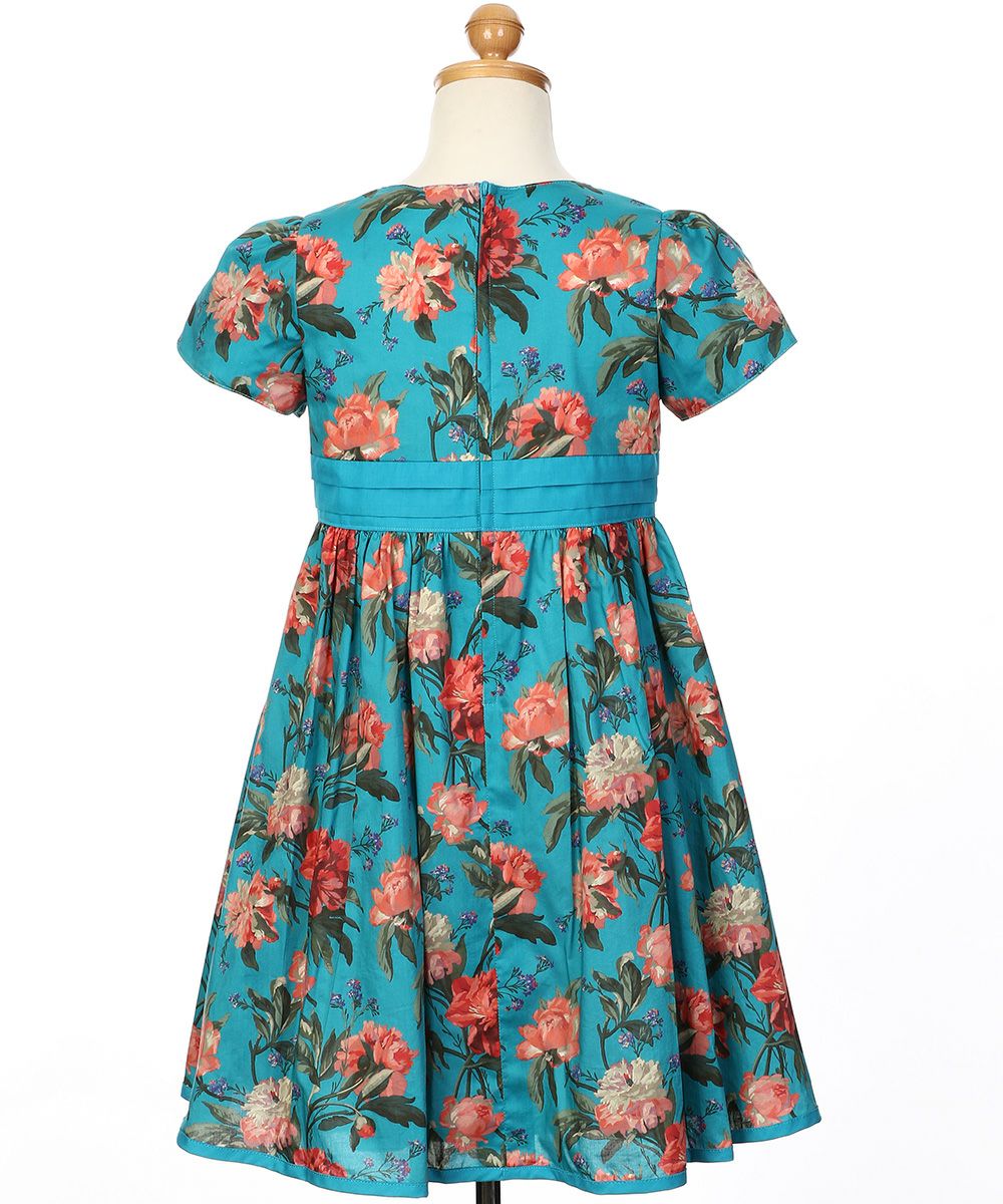 子供服 女の子 日本製 リバティプリント 花柄 ワンピース ブルー(61) トルソー背面