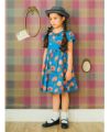 子供服 女の子 日本製 リバティプリント 花柄 ワンピース ブルー(61) モデル画像アップ