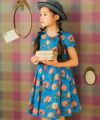 子供服 女の子 日本製 リバティプリント 花柄 ワンピース ブルー(61) モデル画像2