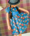 子供服 女の子 日本製 リバティプリント 花柄 ワンピース ブルー(61) モデル画像3