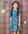 子供服 女の子 日本製 リバティプリント 花柄 ワンピース ブルー(61) モデル画像4