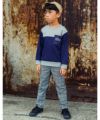 子供服 男の子 ロゴ刺繍 ポケット トレーナー ネイビー(06) モデル画像アップ