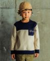 子供服 男の子 ロゴ刺繍 ポケット トレーナー ベージュ(51) モデル画像全身