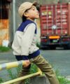 子供服 男の子 ロゴ刺繍 ポケット トレーナー ベージュ(51) モデル画像2
