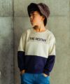 子供服 男の子 ロゴ刺繍 トリコロール トレーナー ベージュ(51) モデル画像アップ