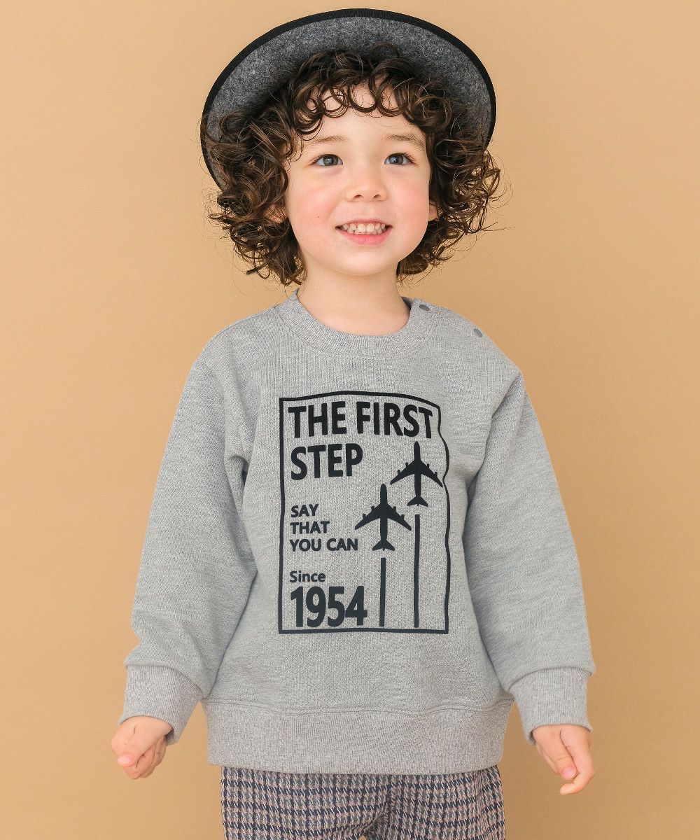 ベビー服 男の子 飛行機 ロゴプリント トレーナー ブラック(00) モデル画像アップ