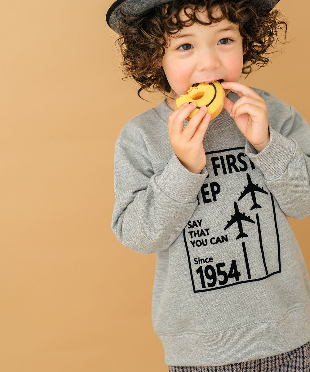 ベビー服 男の子 飛行機 ロゴプリント トレーナー 杢ｸﾞﾚｰ(92) モデル画像3