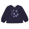 子供服 女の子 香水瓶 お花 リボン 刺繍 裏毛トレーナー ネイビー(06) 正面