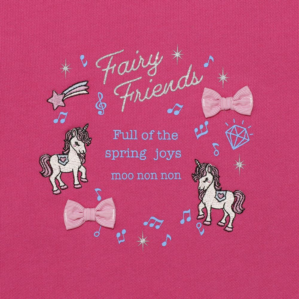 ベビー服 女の子 リボン 音符 ユニコーン 刺繍 トレーナー ピンク(02) デザインポイント1