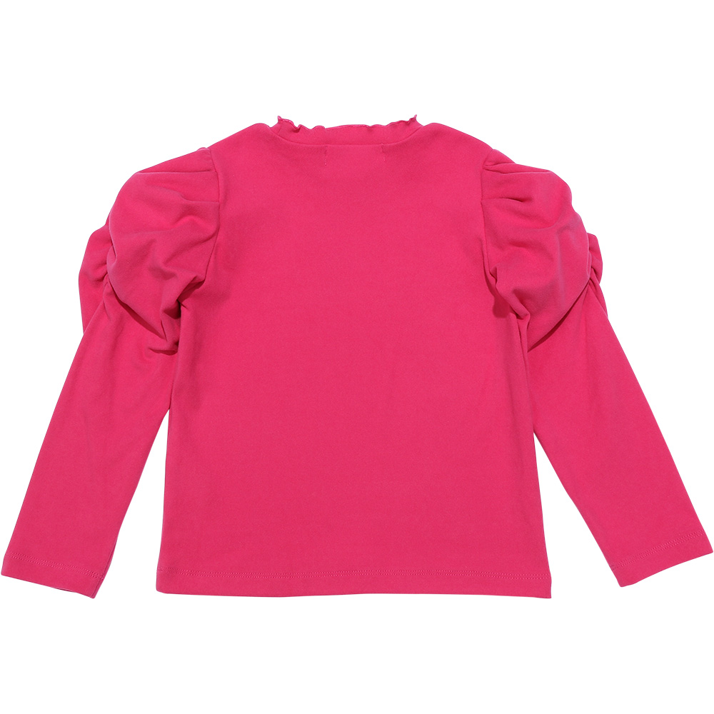 子供服 女の子 シャーリング袖 Tシャツ ピンク(02) 背面