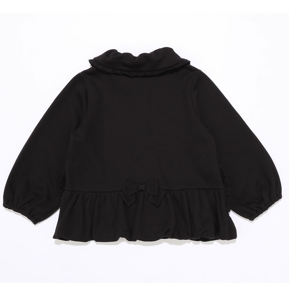 ベビー服 女の子 子ども服 こども服 キッズ ジュニア 羽織り 裏毛起毛 フリル リボン ボタン ブラック(00) 背面