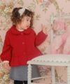 ベビー服 女の子 子ども服 こども服 キッズ ジュニア 羽織り 裏毛起毛 フリル リボン ボタン レッド(03) モデル画像4