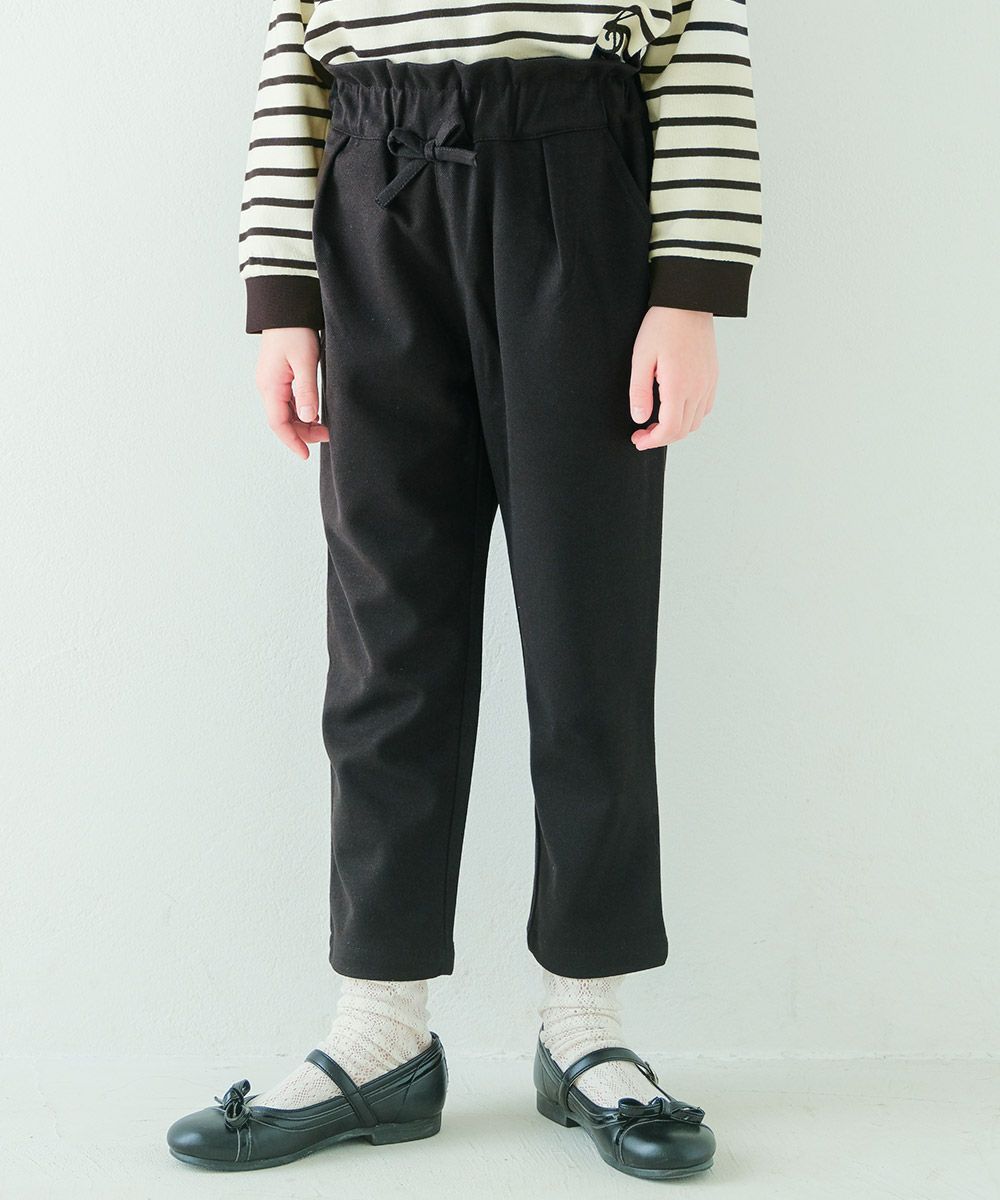 子供服 女の子 音符刺繍 ストレッチ ロングパンツ ブラック(00) モデル画像アップ