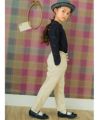 子供服 女の子 音符刺繍 ストレッチ ロングパンツ ベージュ(51) モデル画像全身