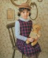 子供服 女の子 オリジナルチェック柄 リボンつき ワンピース ネイビー(06) モデル画像1