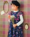 子供服 女の子 日本製 裏地つき 花柄 ワンピース ネイビー(06) モデル画像1