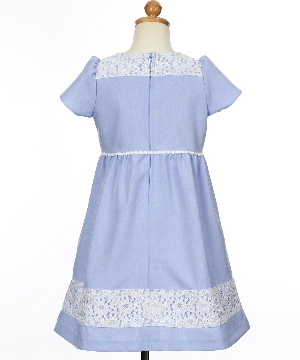 子供服 女の子 日本製 花柄 レース ワンピース ブルー(61) トルソー背面