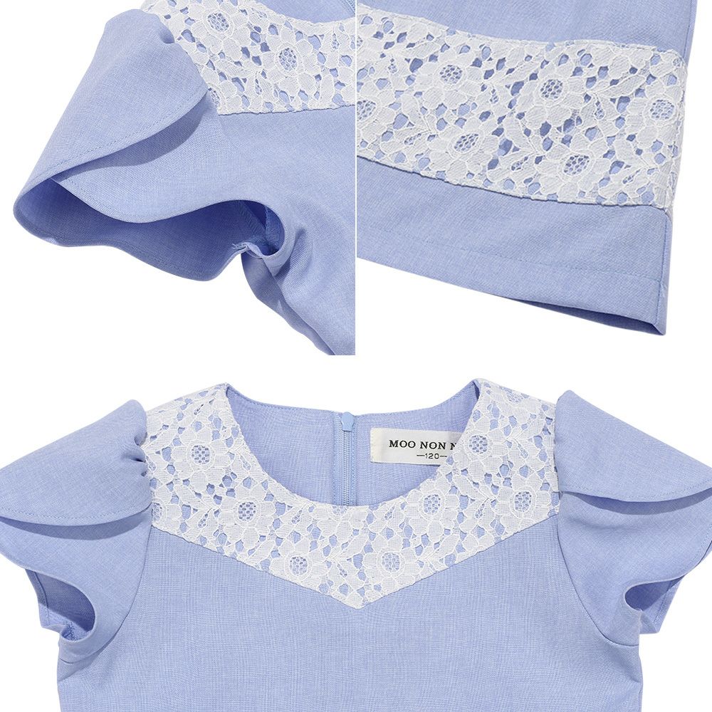 子供服 女の子 日本製 花柄 レース ワンピース ブルー(61) デザインポイント1