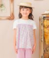 ベビー服 女の子 オリジナル花柄 リボン ドッキングTシャツ パープル(91) モデル画像アップ