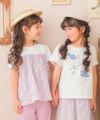ベビー服 女の子 オリジナル花柄 リボン ドッキングTシャツ パープル(91) モデル画像3