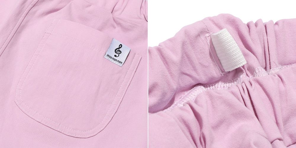 子供服 女の子 音符 ロゴ リボン付き 七分丈ストレッチパンツ パープル(91) デザインポイント2