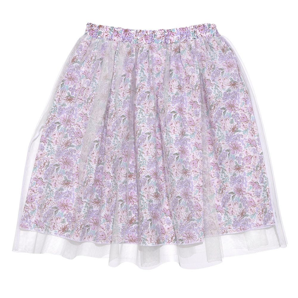 子供服 女の子 オリジナル花柄 チュールスカート パープル(91) 背面