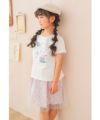 子供服 女の子 オリジナル花柄 チュールスカート パープル(91) モデル画像全身
