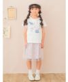 子供服 女の子 オリジナル花柄 チュールスカート パープル(91) モデル画像3