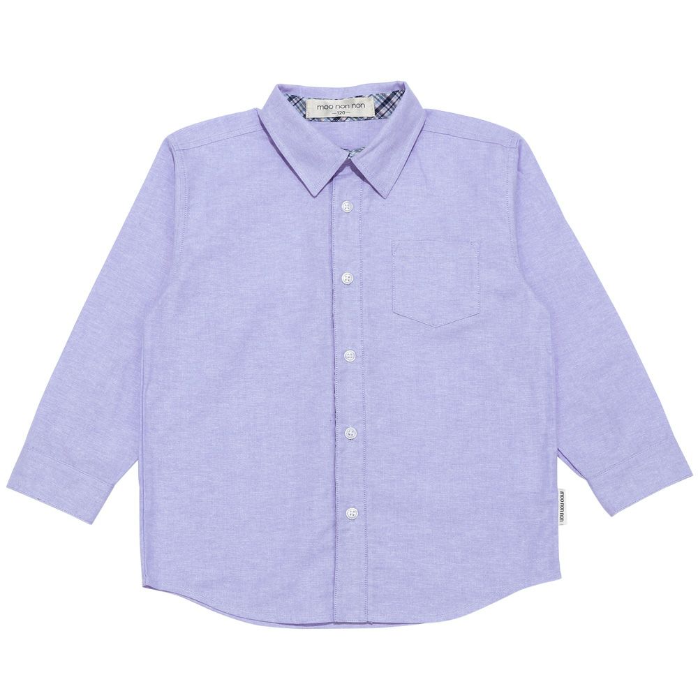 子供服 男の子 チェック柄切り替え ボタン シャツ ブルー(61) 正面