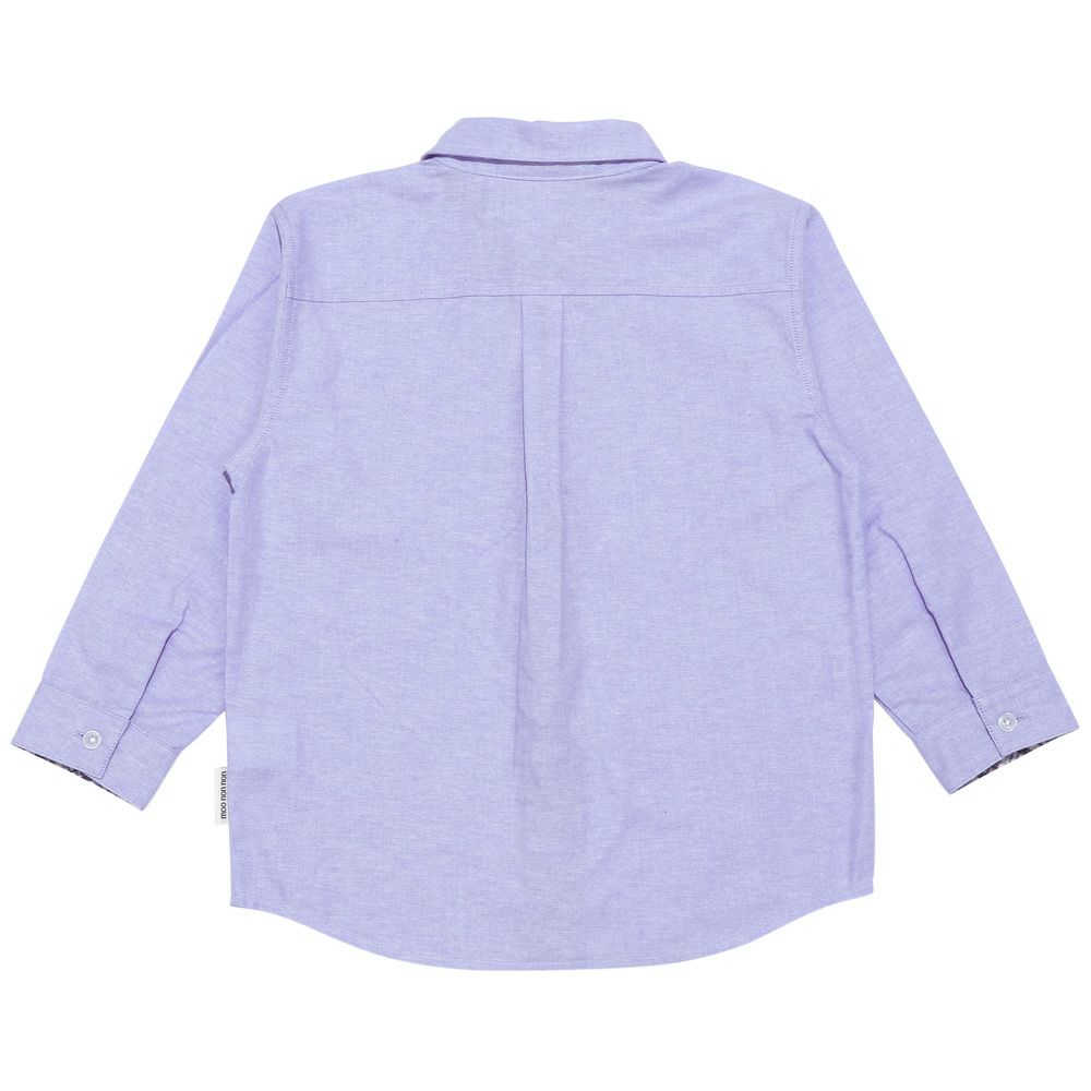 子供服 男の子 チェック柄切り替え ボタン シャツ ブルー(61) 背面