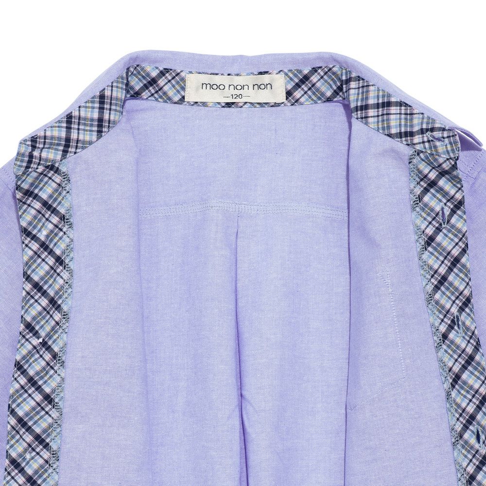 子供服 男の子 チェック柄切り替え ボタン シャツ ブルー(61) デザインポイント1