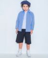 子供服 男の子 チェック柄切り替え ボタン シャツ ブルー(61) モデル画像全身