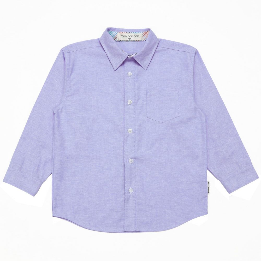 子供服 男の子 チェック柄切り替え ボタン シャツ ブルー系(63) 正面