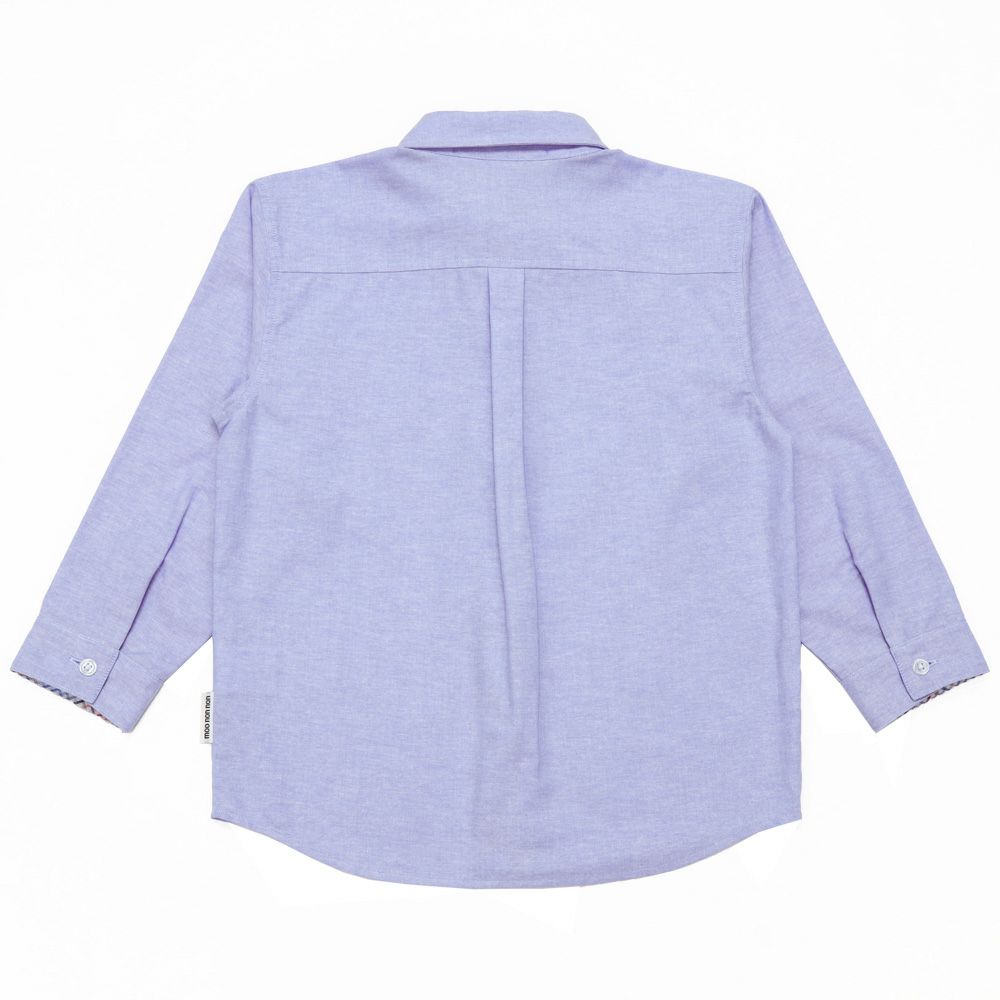 子供服 男の子 チェック柄切り替え ボタン シャツ ブルー系(63) 背面