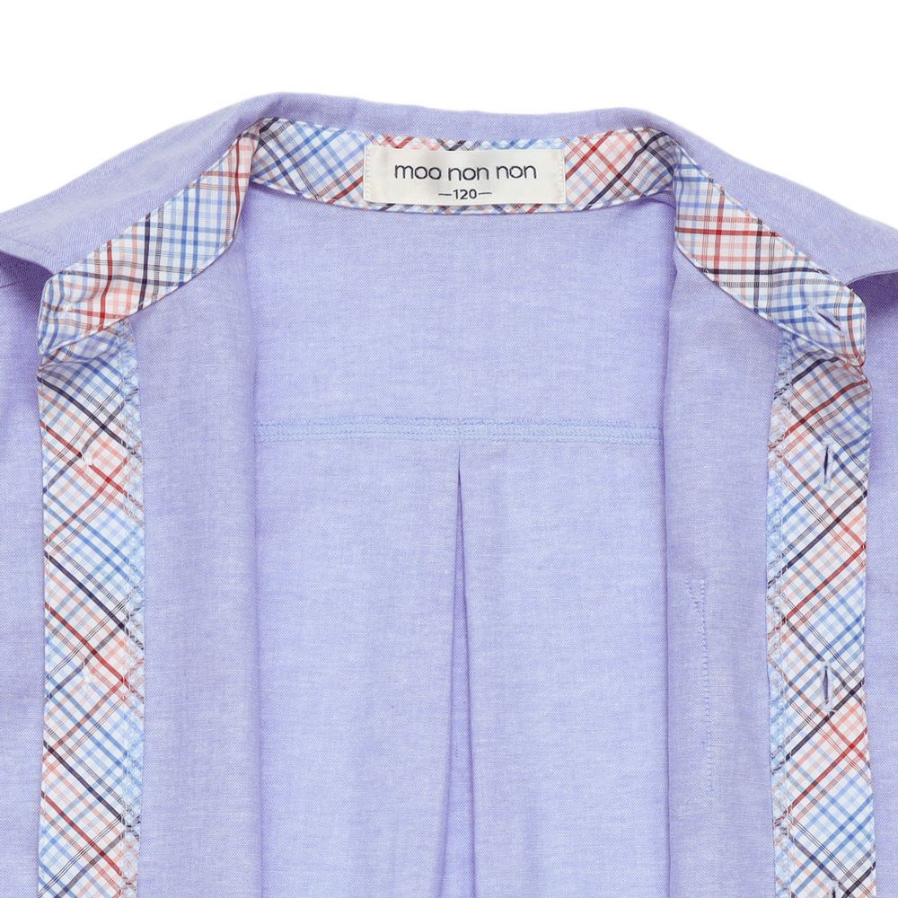 子供服 男の子 チェック柄切り替え ボタン シャツ ブルー系(63) デザインポイント1