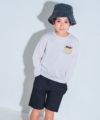 ベビー服 男の子 綿100％ ボーダー ロゴ ポケットつき Tシャツ ベージュ(51) モデル画像1