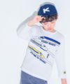 ベビー服 男の子 綿１００％ 乗り物 長袖 Tシャツ オフホワイト(11) モデル画像アップ