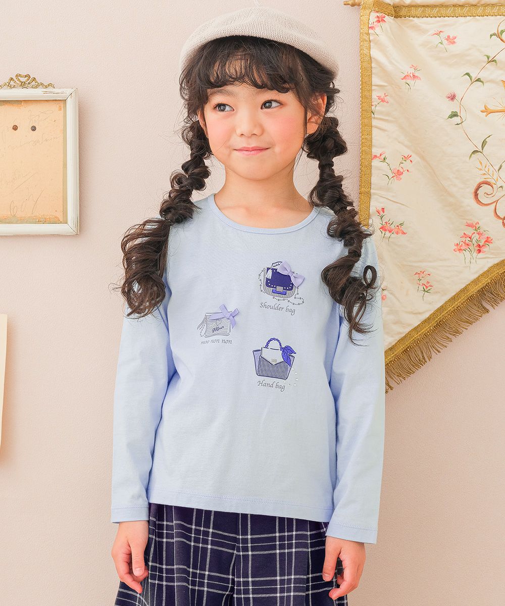 子供服 女の子 こども服 子ども服 綿100％ ロンT トドラー キッズ ジュニア ラメ きらきら リボン モチーフ プリント