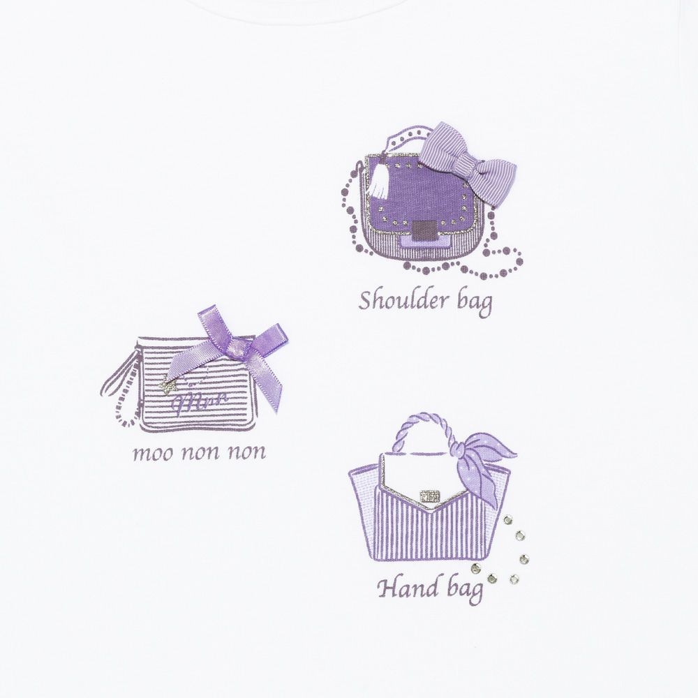 子供服 女の子 こども服 子ども服 綿100％ ロンT トドラー キッズ ジュニア ラメ きらきら リボン モチーフ プリント オフホワイト(11) デザインポイント1