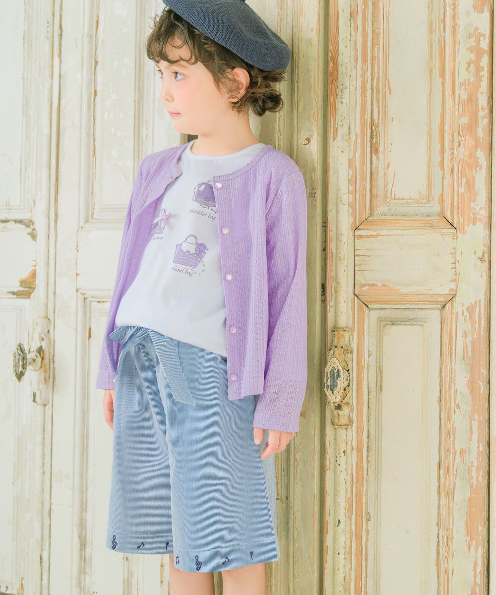 子供服 女の子 こども服 子ども服 綿100％ ロンT トドラー キッズ ジュニア ラメ きらきら リボン モチーフ プリント オフホワイト(11) モデル画像3