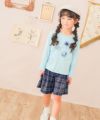 子供服 女の子 チェック柄 飾りボタン キュロットパンツ ネイビー(06) モデル画像2