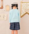 子供服 女の子 チェック柄 飾りボタン キュロットパンツ ネイビー(06) モデル画像3