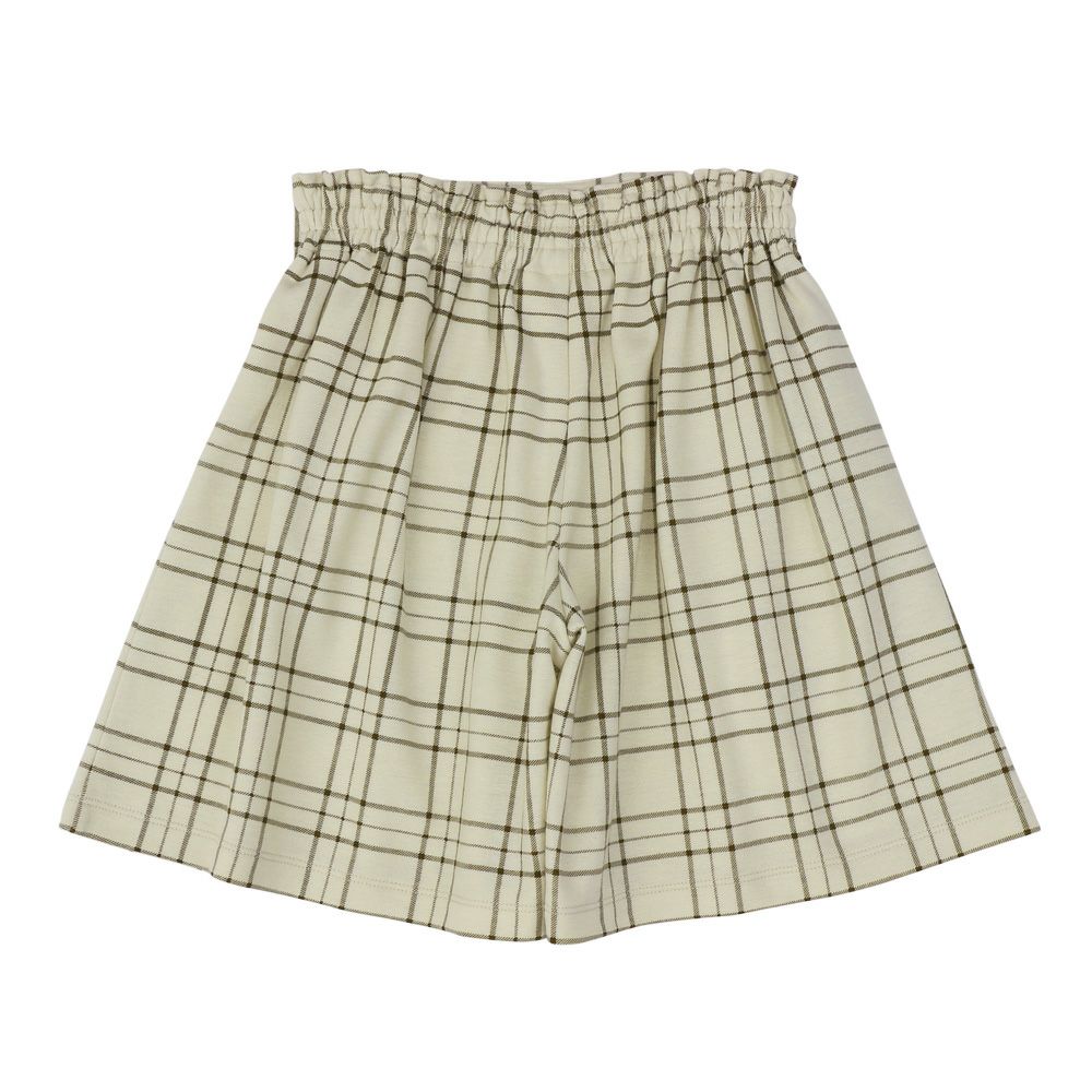 子供服 女の子 チェック柄 飾りボタン キュロットパンツ ベージュ(51) 背面