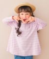 子供服 女の子 バックリボン ＆ 音符 刺繍 ボーダー Tシャツ ピンク(02) モデル画像2
