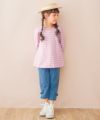 子供服 女の子 バックリボン ＆ 音符 刺繍 ボーダー Tシャツ ピンク(02) モデル画像3