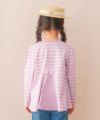 子供服 女の子 バックリボン ＆ 音符 刺繍 ボーダー Tシャツ ピンク(02) モデル画像4