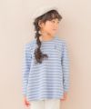 子供服 女の子 バックリボン ＆ 音符 刺繍 ボーダー Tシャツ ブルー(61) モデル画像1