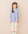 子供服 女の子 バックリボン ＆ 音符 刺繍 ボーダー Tシャツ ブルー(61) モデル画像3