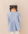 子供服 女の子 バックリボン ＆ 音符 刺繍 ボーダー Tシャツ ブルー(61) モデル画像4